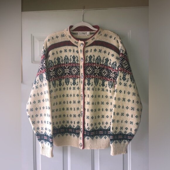 L.L. Bean Sweaters - LL Bean vintage 80’s Fair Isle wool cardigan size M